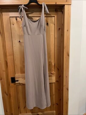 Birdy Grey Taupe Tie-Shoulder Maxi Dress